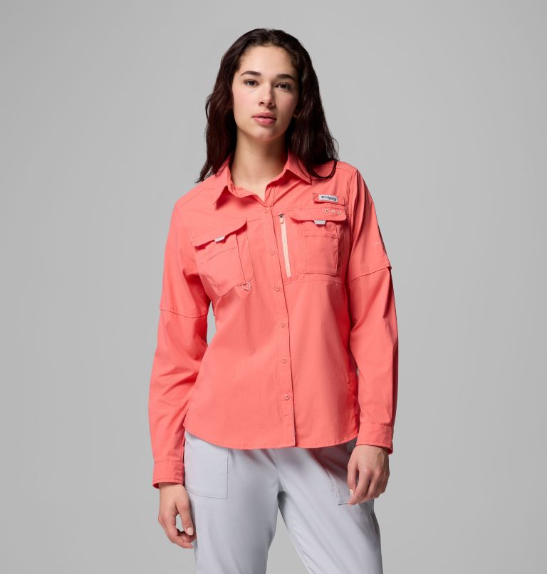 Women's PFG Bahama Elite Long Sleeve Shirt, Color: Melonade, image 1