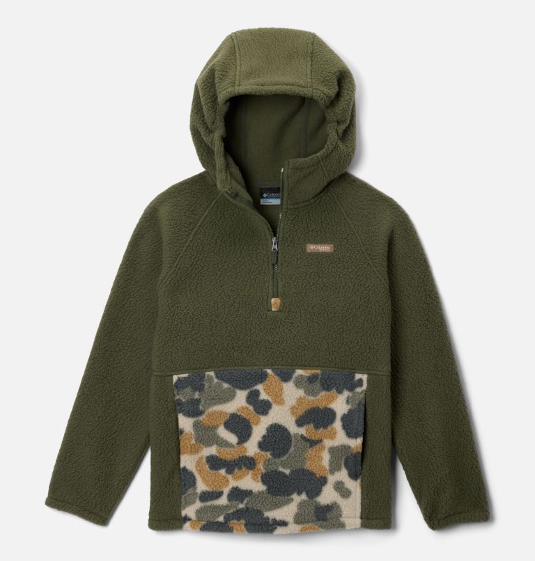 Boys' PHG Half Zip Fleece Pullover, Color: Surplus Green, Fossil Delta Hunter Camo, image 1