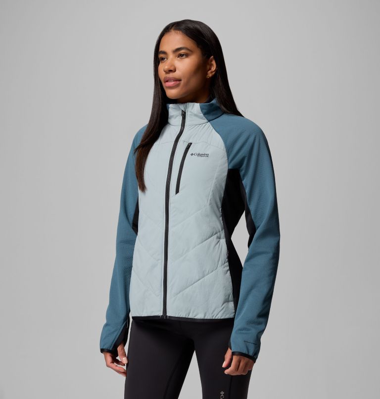 Women's Arctic Crest Hybrid Full Zip Jacket, Color: Crushed Blue, Everblue, Black, image 4