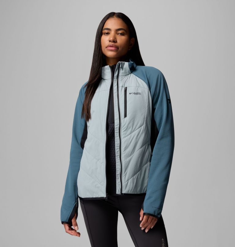 Women's Arctic Crest Hybrid Full Zip Jacket, Color: Crushed Blue, Everblue, Black, image 5