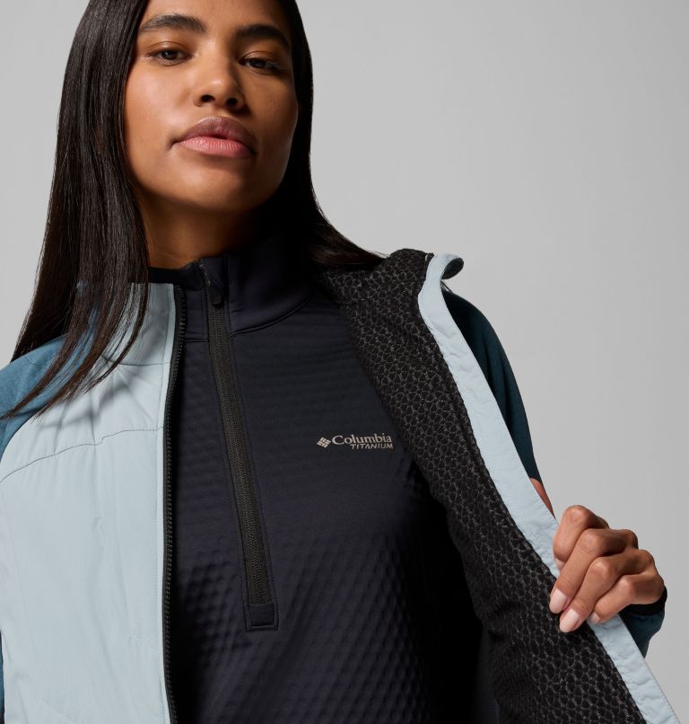 Women's Arctic Crest Hybrid Full Zip Jacket, Color: Crushed Blue, Everblue, Black, image 6