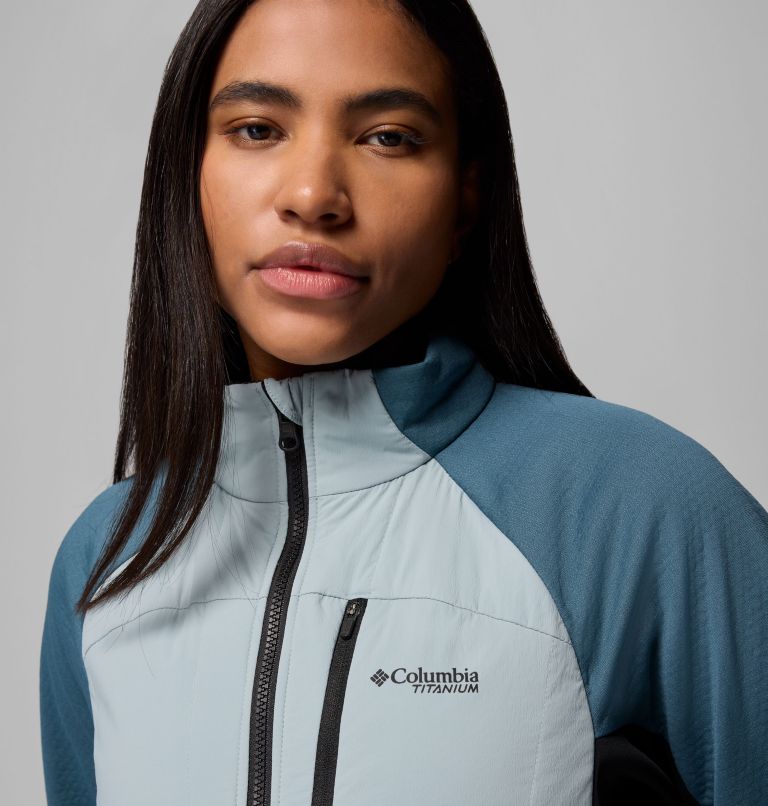 Women's Arctic Crest Hybrid Full Zip Jacket, Color: Crushed Blue, Everblue, Black, image 7