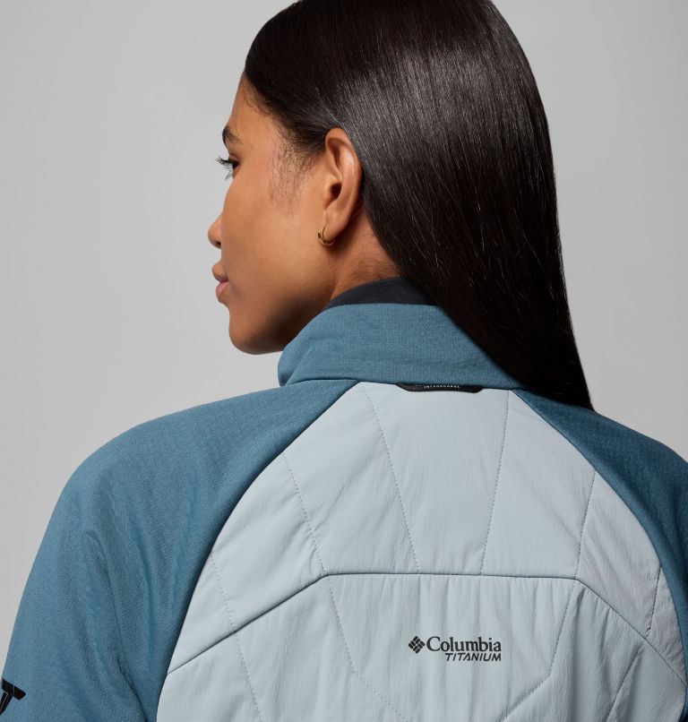 Women's Arctic Crest Hybrid Full Zip Jacket, Color: Crushed Blue, Everblue, Black, image 9