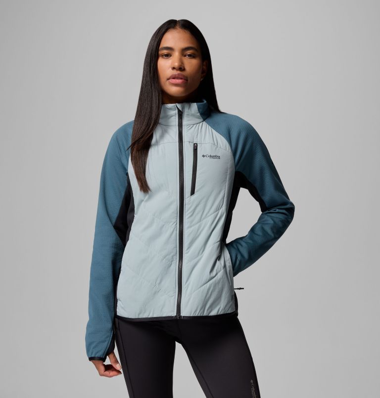 Women's Arctic Crest Hybrid Full Zip Jacket, Color: Crushed Blue, Everblue, Black, image 1
