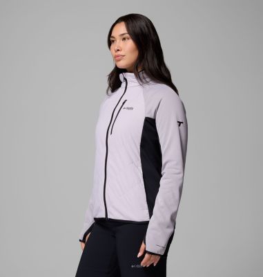 Women's Arctic Crest Hybrid Full Zip Jacket, Color: Lavender Pearl, Black, image 8