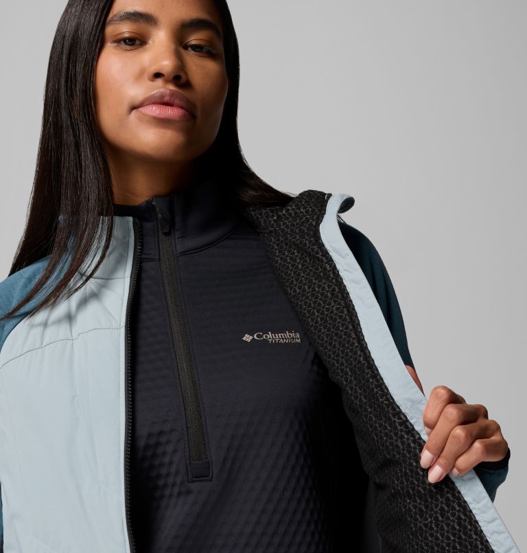 Women's Arctic Crest Hybrid Technical Fleece Jacket, Color: Crushed Blue, Everblue, Black, image 6