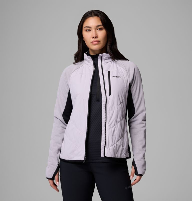 Women's Arctic Crest Hybrid Technical Fleece Jacket, Color: Lavender Pearl, Black, image 5