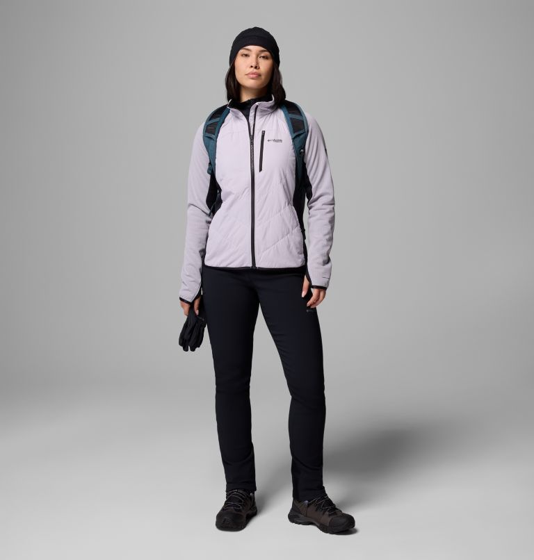 Women's Arctic Crest Hybrid Technical Fleece Jacket, Color: Lavender Pearl, Black, image 2