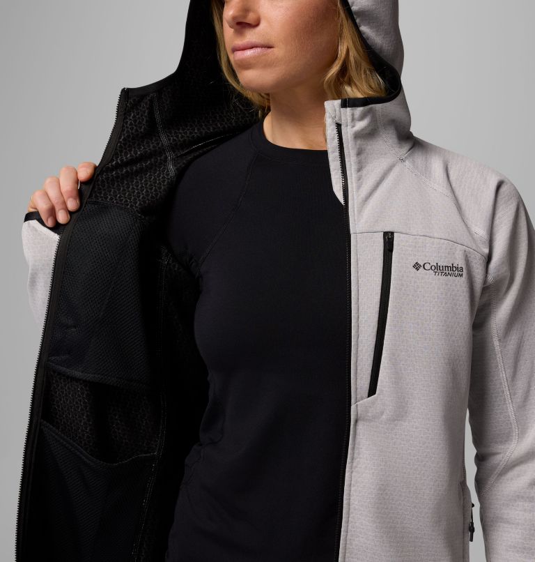 Women's Arctic Crest Bonded Full Zip Jacket, Color: Sea Salt, Black, image 6