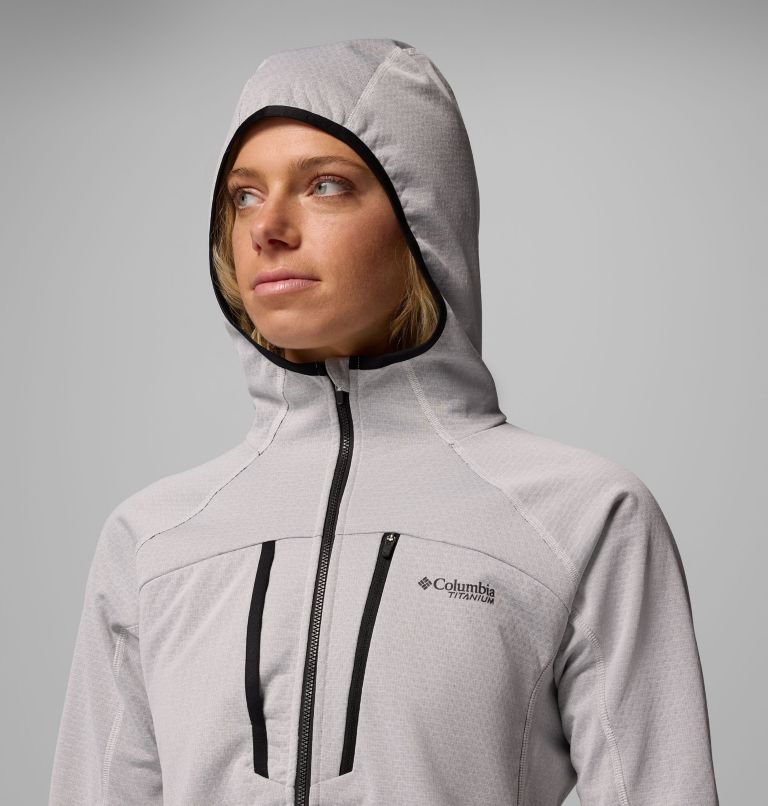 Women's Arctic Crest Bonded Full Zip Jacket, Color: Sea Salt, Black, image 7