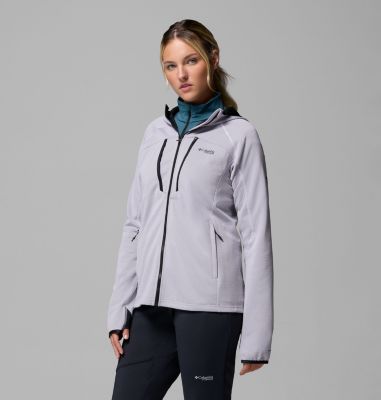 Women's Arctic Crest Bonded Full Zip Jacket, Color: Lavender Pearl, Black, image 8
