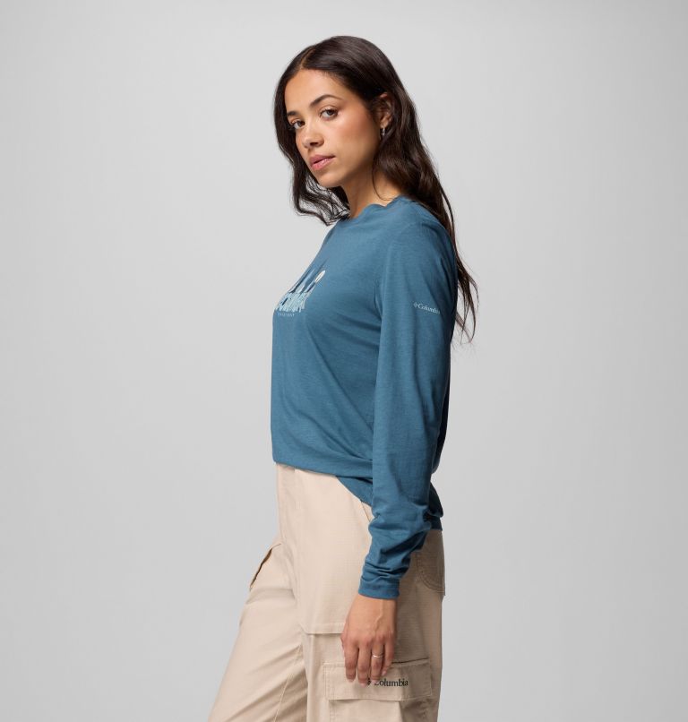 Ruby Springs Graphic LS Tee | 429 | XS, Color: Everblue, Colorful Treescape, image 4
