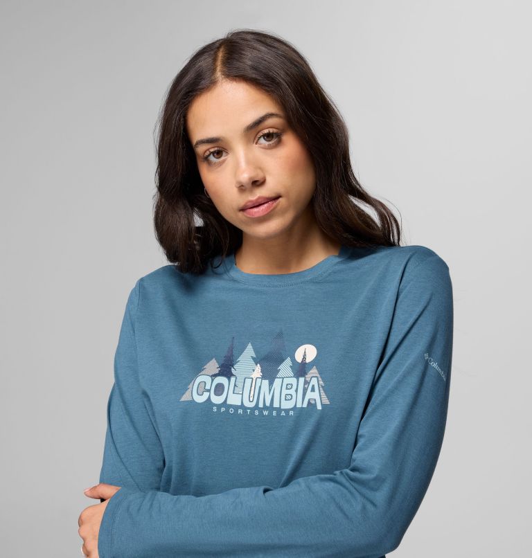 Ruby Springs Graphic LS Tee | 429 | XS, Color: Everblue, Colorful Treescape, image 5