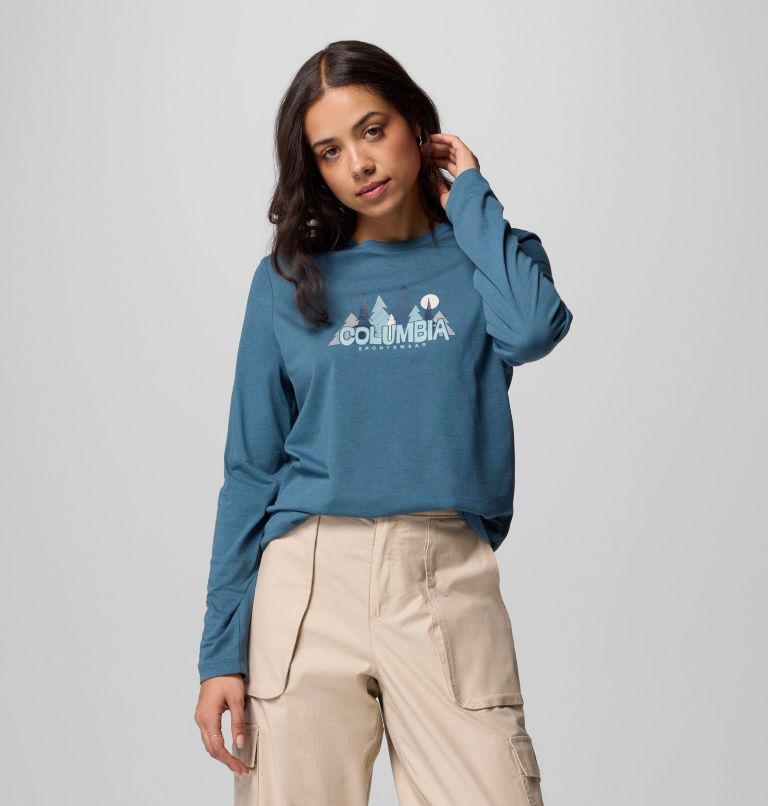 Ruby Springs Graphic LS Tee | 429 | XS, Color: Everblue, Colorful Treescape, image 6