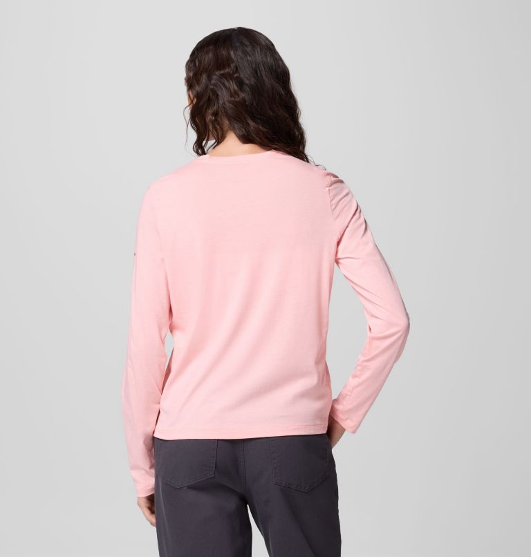 Women's Ruby Springs Graphic Long Sleeve T-Shirt, Color: Pink Sand, Colorful Treescape, image 3