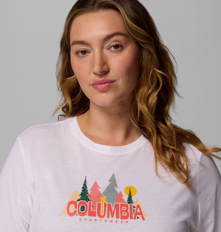 Ruby Springs Graphic LS Tee | 100 | 3X, Color: White, Colorful Treescape, image 5