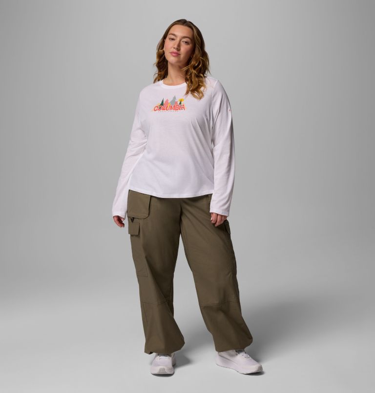 Ruby Springs Graphic LS Tee | 100 | 3X, Color: White, Colorful Treescape, image 2
