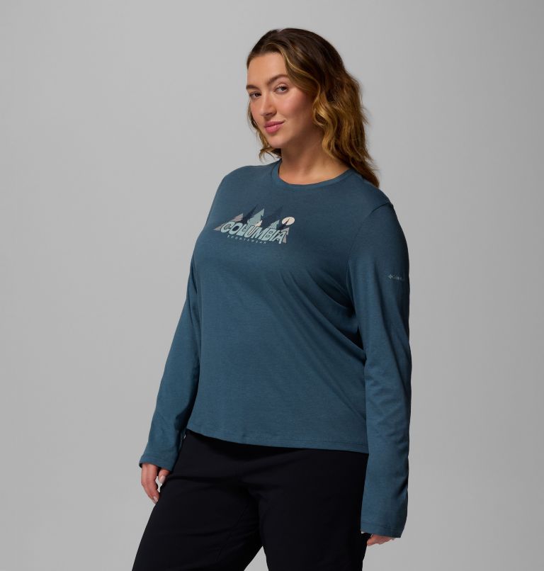 Women's Ruby Springs Graphic Long Sleeve T-Shirt - Plus Size, Color: Everblue, Colorful Treescape, image 4