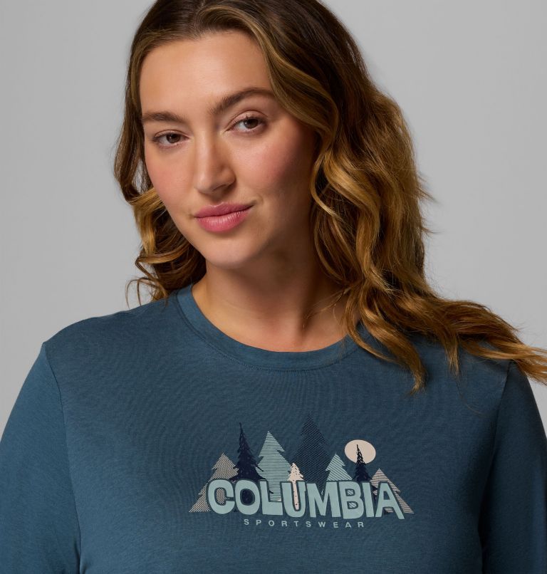 Women's Ruby Springs Graphic Long Sleeve T-Shirt - Plus Size, Color: Everblue, Colorful Treescape, image 5