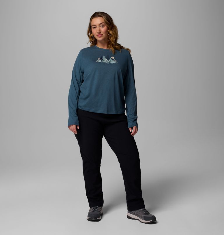 Women's Ruby Springs Graphic Long Sleeve T-Shirt - Plus Size, Color: Everblue, Colorful Treescape, image 2