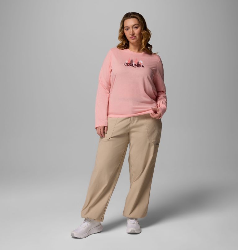 Women's Ruby Springs Graphic Long Sleeve T-Shirt - Plus Size, Color: Pink Sand, Colorful Treescape, image 2