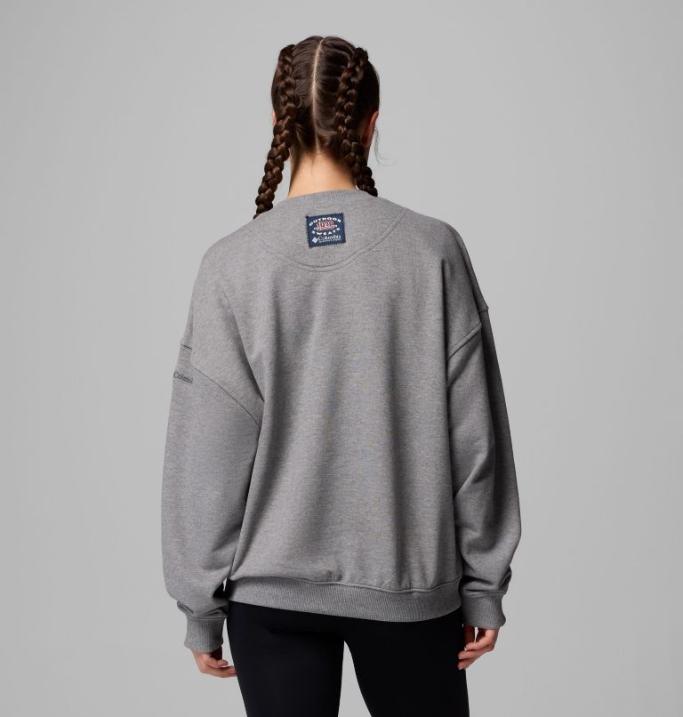 Women's Bugasweat Graphic Crew, Color: City Grey Heather, image 3