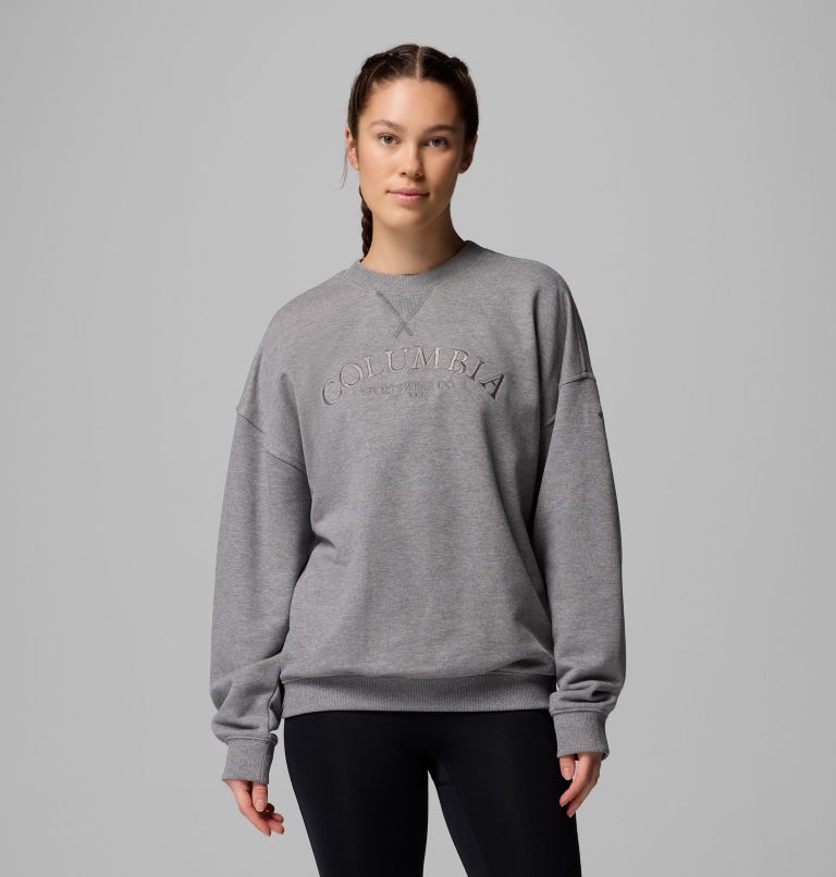Women's Bugasweat Graphic Crew, Color: City Grey Heather, image 1