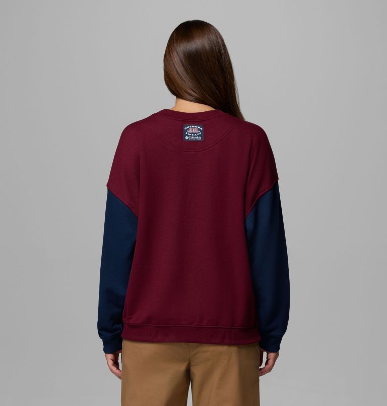 Women's Bugasweat Graphic Crew, Color: Rich Wine, Collegiate Navy, image 3