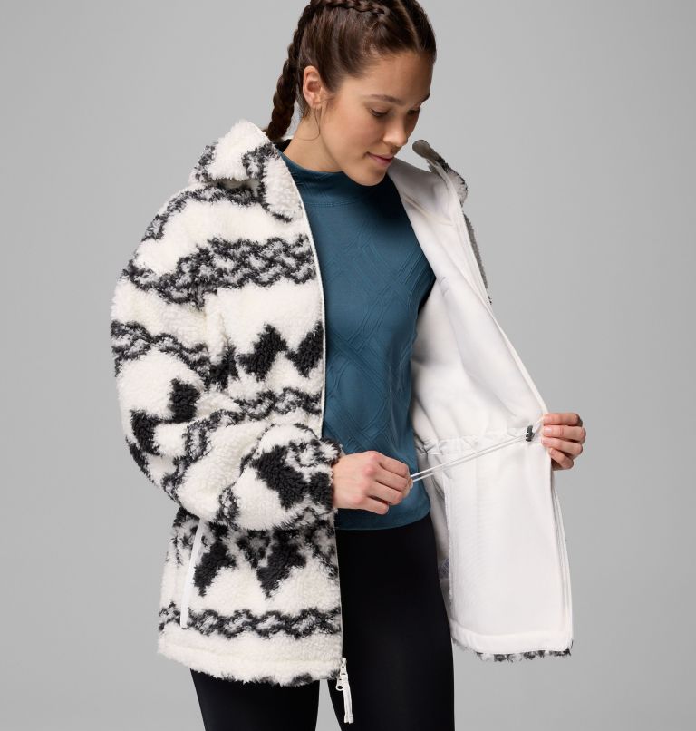 Women's Rare Escape Hooded Fleece Jacket, Color: Shark Knit Knot Tonal, image 6