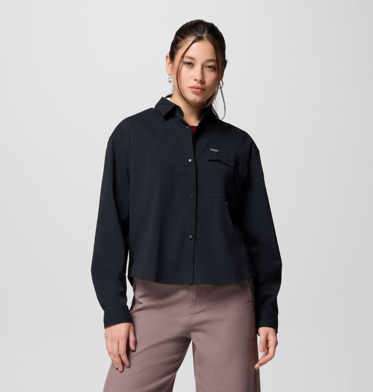 Chemise tissée à manches longues Granite Point pour femme, Color: Black, image 1