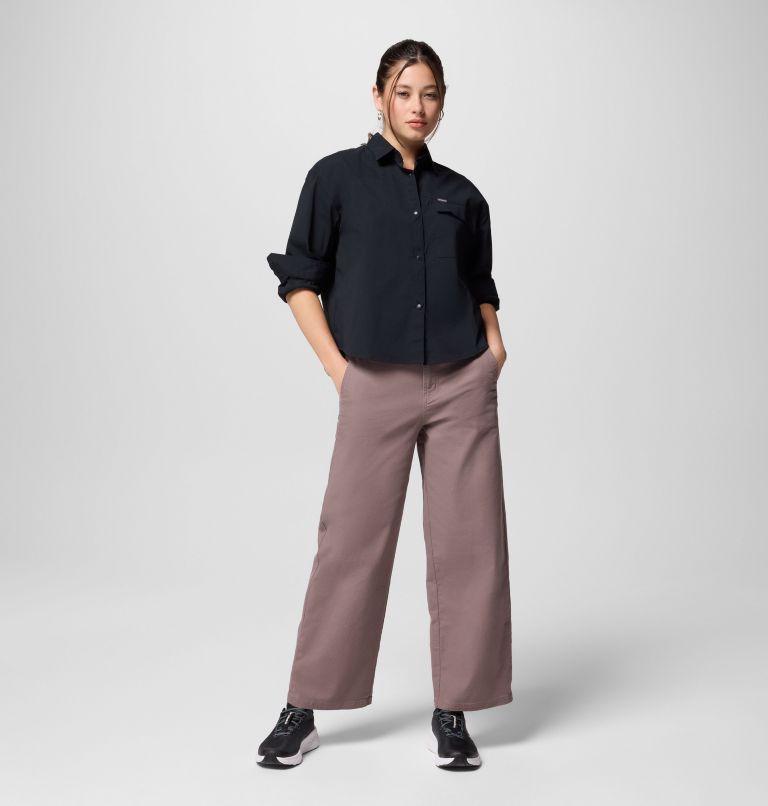 Chemise tissée à manches longues Granite Point pour femme, Color: Black, image 2