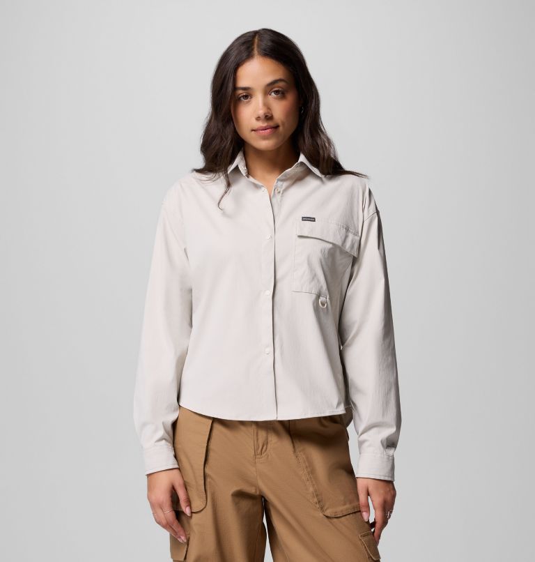 Women's Granite Point Woven Long Sleeve Shirt, Color: Dark Stone, image 1
