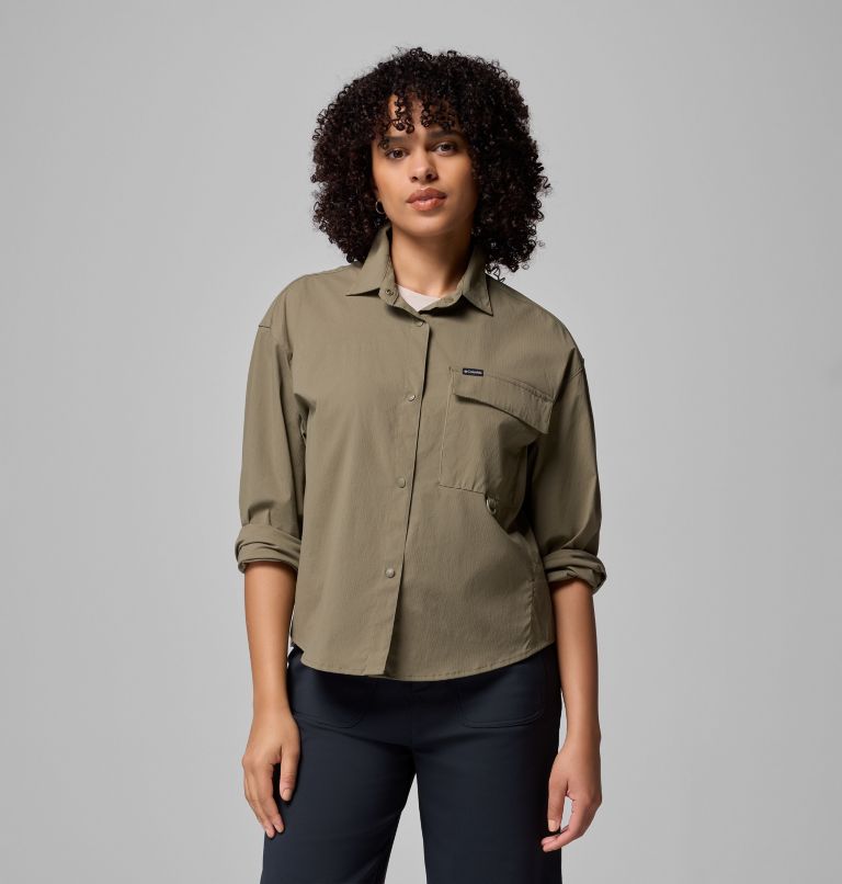 Women's Granite Point Woven Long Sleeve Shirt, Color: Stone Green, image 5