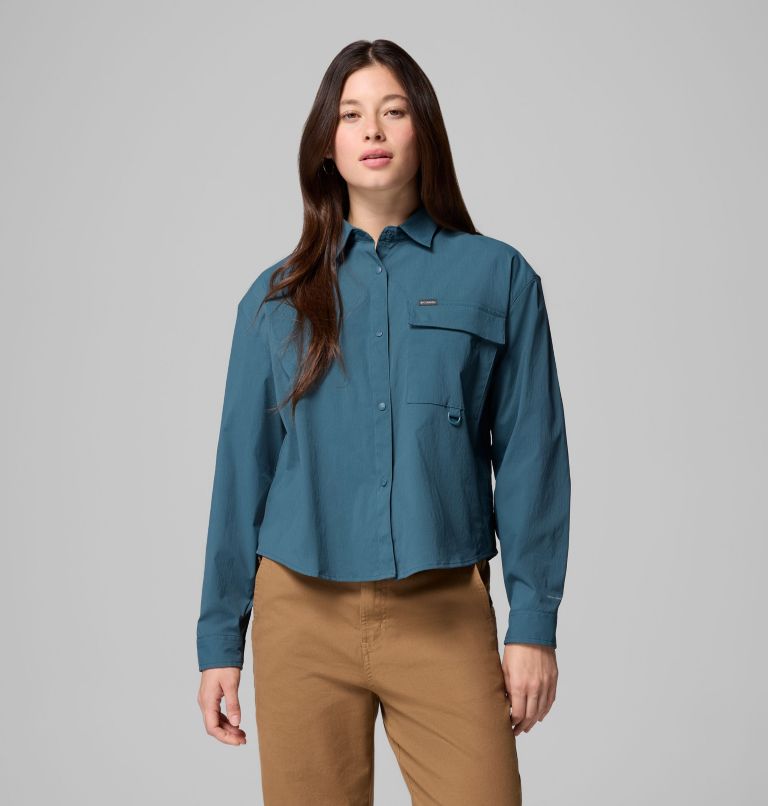 Women's Granite Point Woven Long Sleeve Shirt, Color: Everblue, image 1