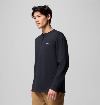 Men's Landroamer Long Sleeve Henley, Color: Black, image 12