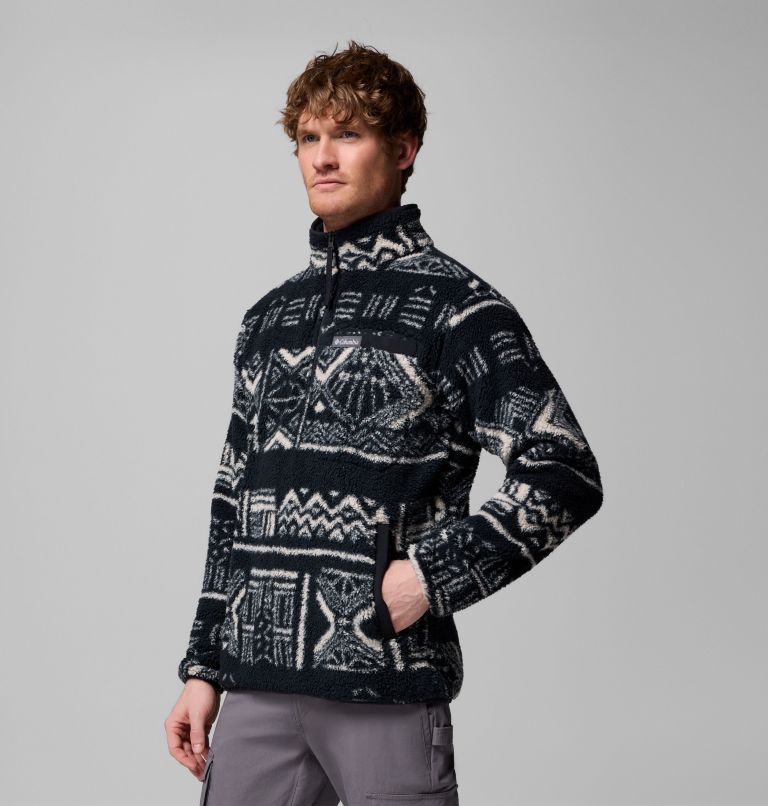 Men's Rugged Ridge High Pile Half Zip Jacket, Color: Black Deschutes Days, image 4