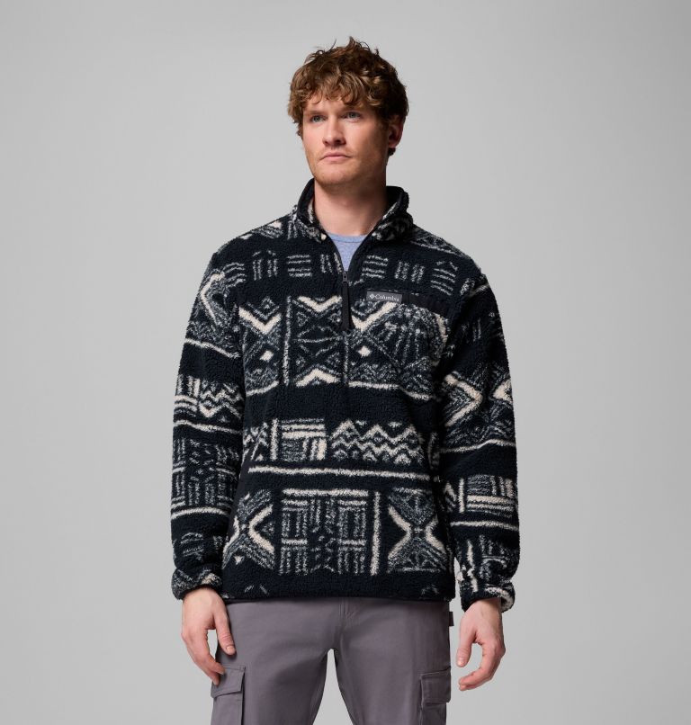 Men's Rugged Ridge High Pile Half Zip Jacket, Color: Black Deschutes Days, image 1
