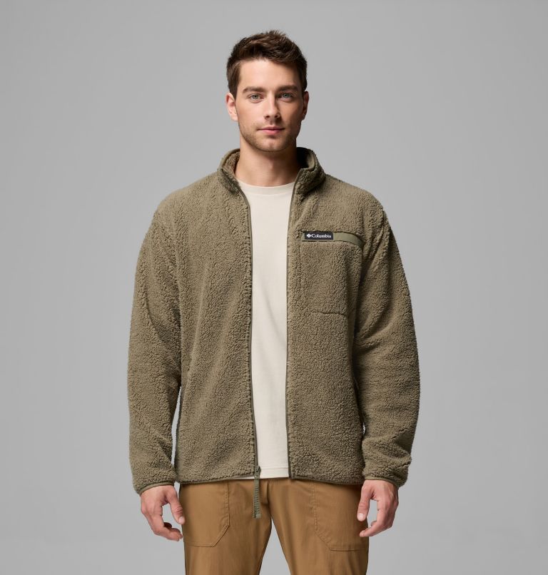 Manteau en tissu polaire avec fermeture éclair pleine longueur à poils longs Rugged Ridge pour homme, Color: Stone Green, image 5