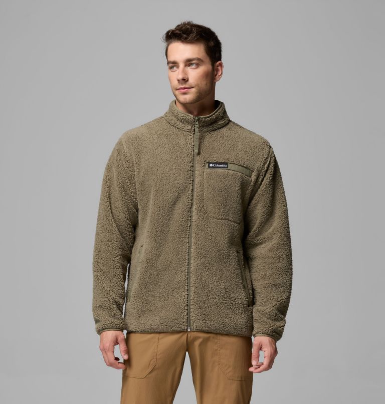 Manteau en tissu polaire avec fermeture éclair pleine longueur à poils longs Rugged Ridge pour homme, Color: Stone Green, image 1