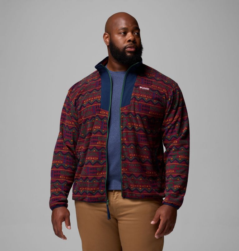 Men's Sequoia Grove Printed Full Zip Jacket - Big, Color: Rich Wine Horizons, image 5
