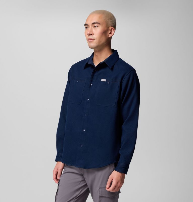 Men's Flare Gun Heavyweight Flannel, Color: Coll Navy, Dark Stone, image 4