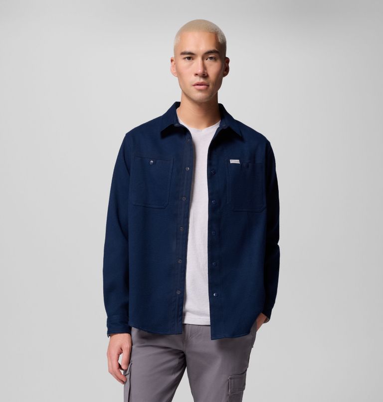 Men's Flare Gun Heavyweight Flannel, Color: Coll Navy, Dark Stone, image 5
