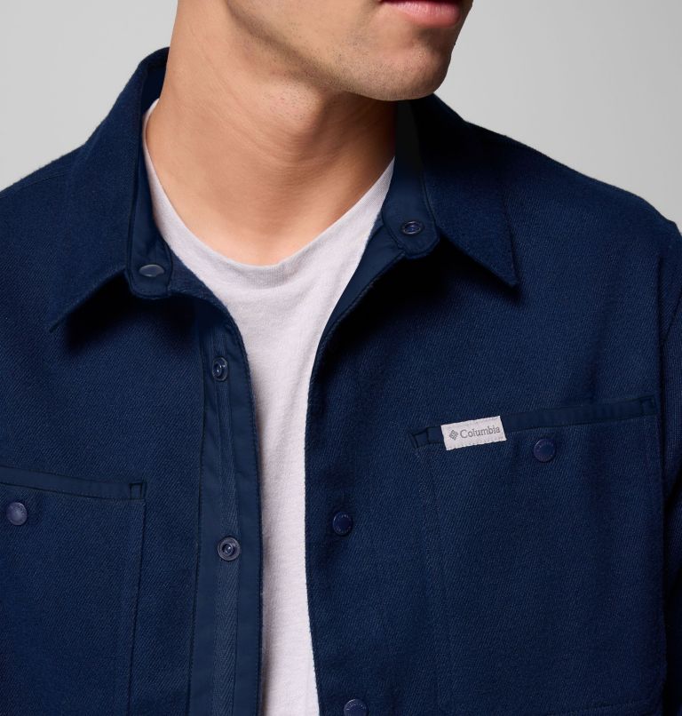Men's Flare Gun Heavyweight Flannel, Color: Coll Navy, Dark Stone, image 7