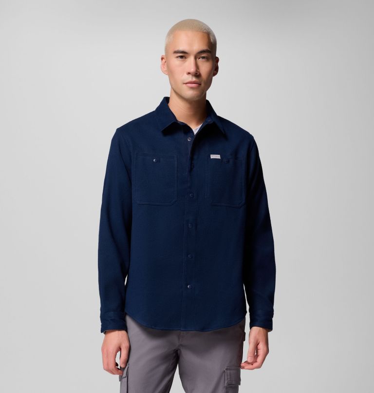 Men's Flare Gun Heavyweight Flannel, Color: Coll Navy, Dark Stone, image 1