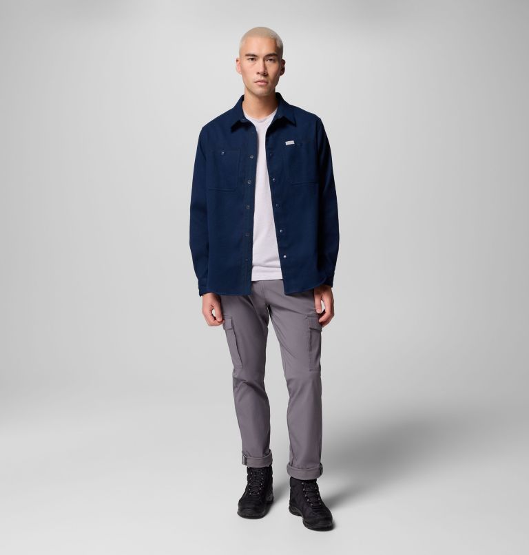 Men's Flare Gun Heavyweight Flannel, Color: Coll Navy, Dark Stone, image 2