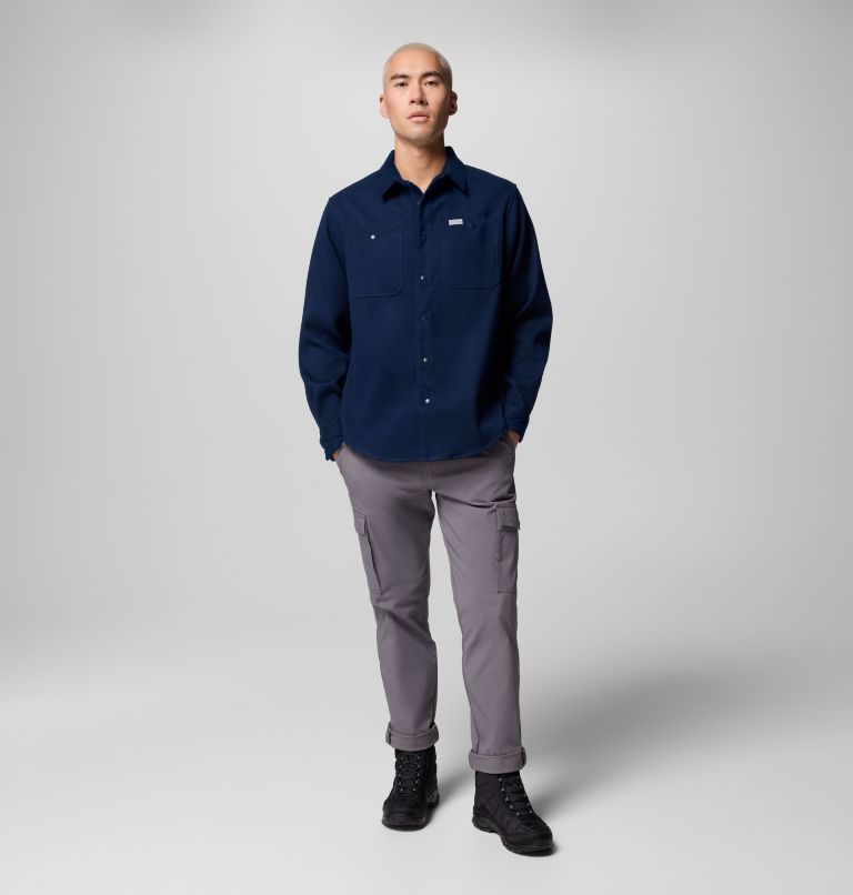 Men's Flare Gun Heavyweight Flannel, Color: Coll Navy, Dark Stone, image 8