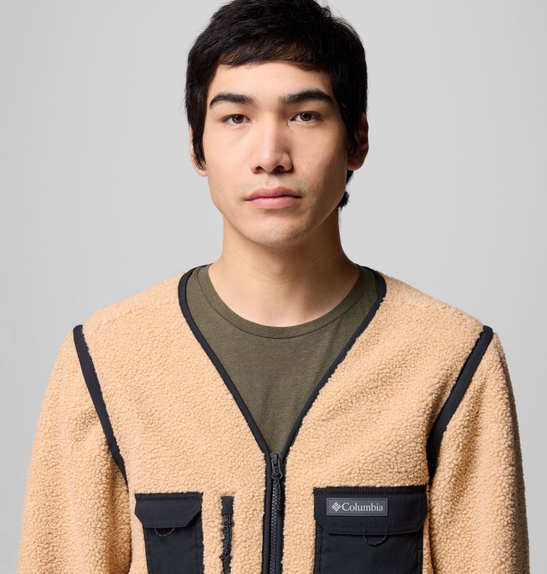 Men's Granite Point Convertible Fleece Vest Jacket, Color: Canoe, Black, image 7