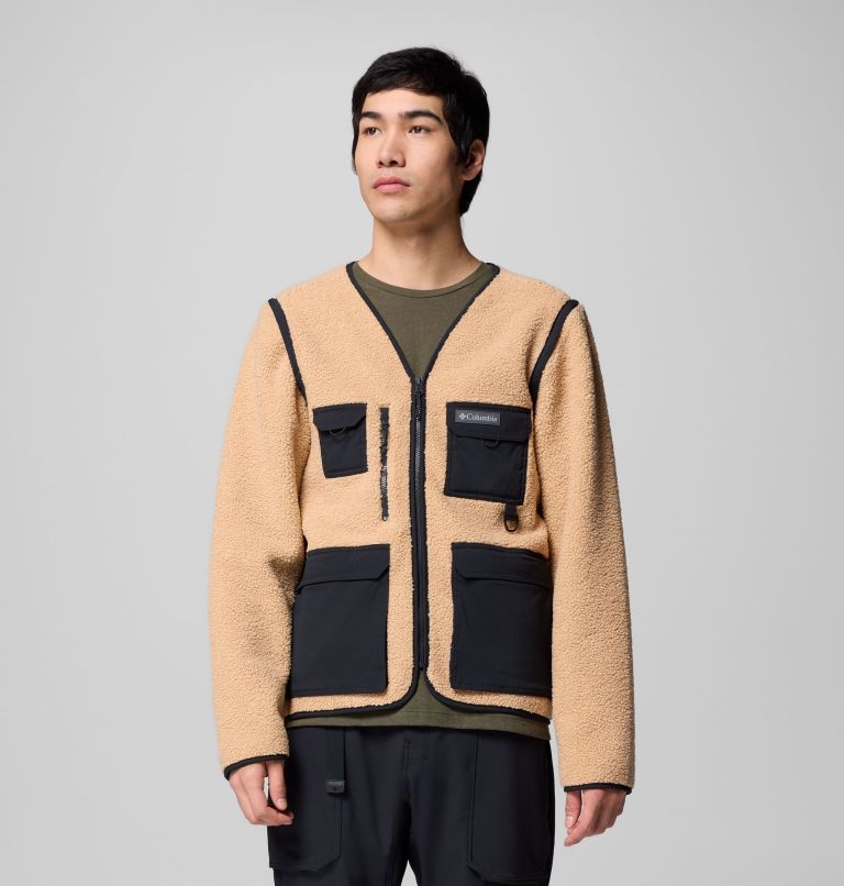 Men's Granite Point Convertible Fleece Vest Jacket, Color: Canoe, Black, image 1