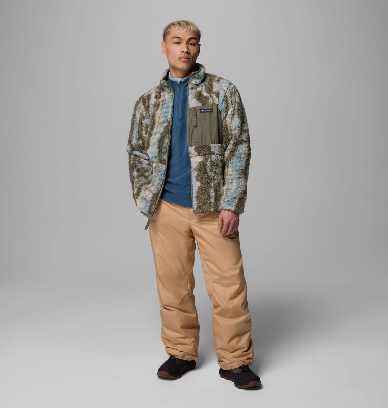 Men's Winter Pass Reversible Sherpa Fleece Jacket, Color: Stone Green, Tracks, image 2