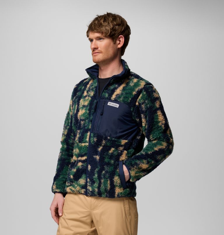 Men's Winter Pass Reversible Sherpa Fleece Jacket, Color: Collegiate Navy, Tracks, image 4